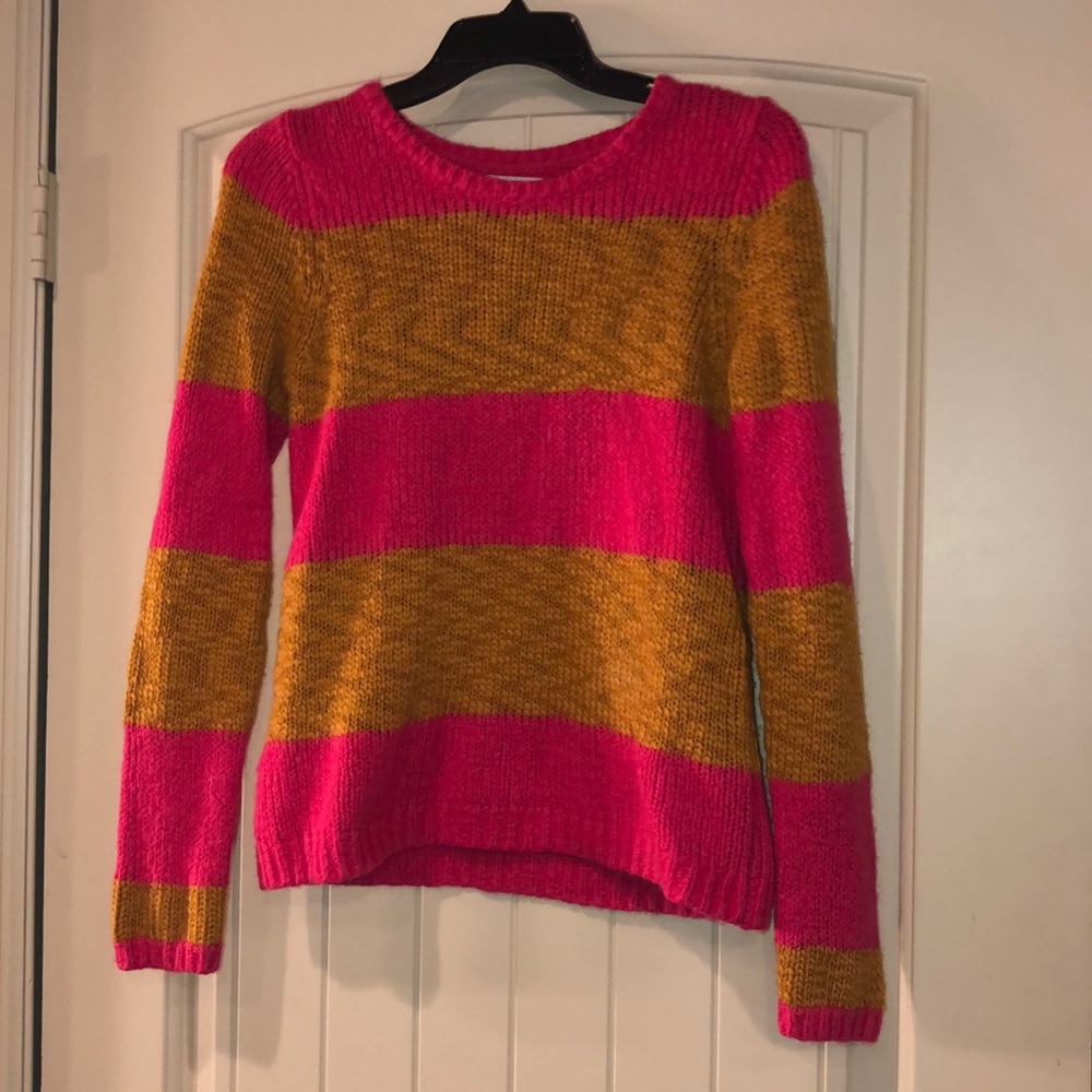 Pink and yellow striped sweater
